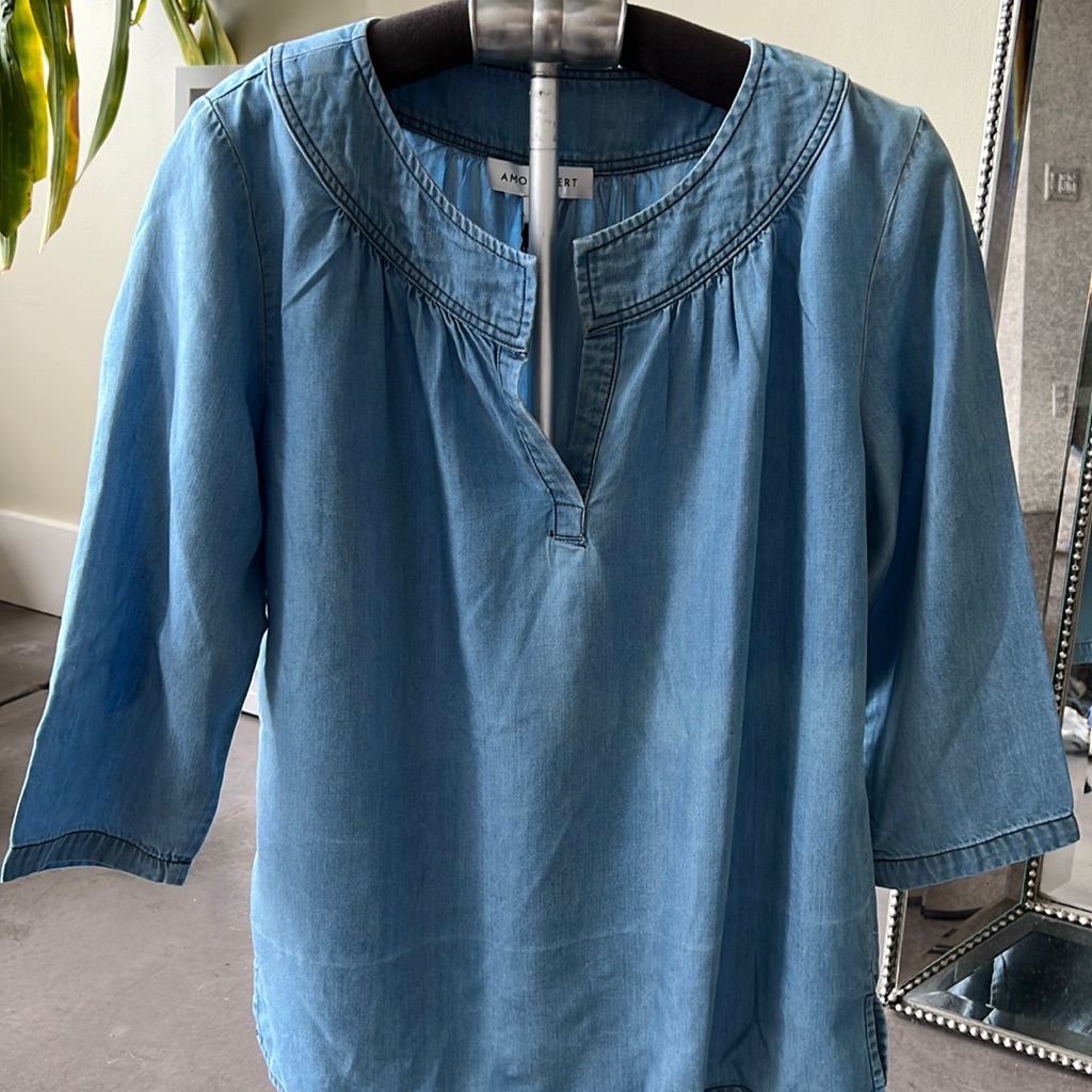 Super Soft Baby Blue Denim Top. Class Staple To Your Everyday Wardrobe.